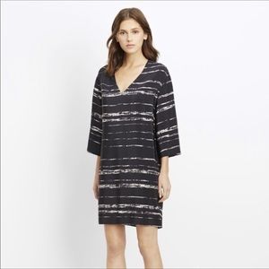 Vince Shadow-Stripe Shift Dress Silk Tunic